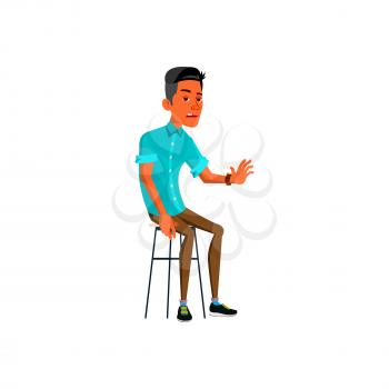 bored young man refusing drink alcohol in bar cartoon vector. bored young man refusing drink alcohol in bar character. isolated flat cartoon illustration