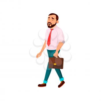 happy man manager going on job with suitcase cartoon vector. happy man manager going on job with suitcase character. isolated flat cartoon illustration