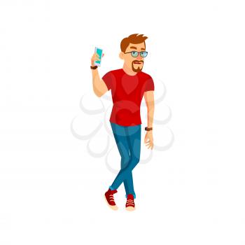 disappointed man listening loud voice in phone cartoon vector. disappointed man listening loud voice in phone character. isolated flat cartoon illustration