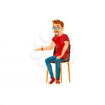 sad man talking with colleagues in meeting room cartoon vector. sad man talking with colleagues in meeting room character. isolated flat cartoon illustration