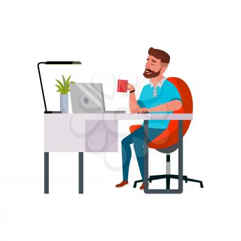 happy man chatting with girlfriend on computer cartoon vector. happy man chatting with girlfriend on computer character. isolated flat cartoon illustration