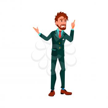 businessman telling strategy in conference room cartoon vector. businessman telling strategy in conference room character. isolated flat cartoon illustration