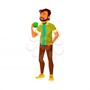 youth man drinking coffee and listening funny story in canteen cartoon vector. youth man drinking coffee and listening funny story in canteen character. isolated flat cartoon illustration