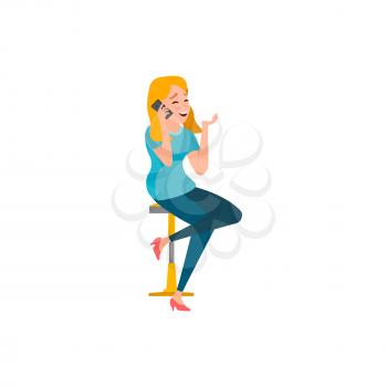 woman with positive expression has funny conversation with mother on cellphone cartoon vector. woman with positive expression has funny conversation with mother on cellphone character. isolated flat cartoon illustration