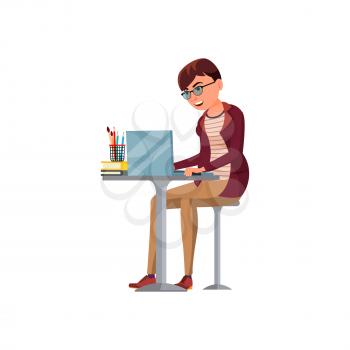 designer woman creative work time on laptop cartoon vector. designer woman creative work time on laptop character. isolated flat cartoon illustration