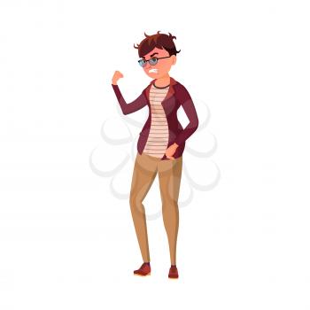 mad young woman threating with fist cartoon vector. mad young woman threating with fist character. isolated flat cartoon illustration