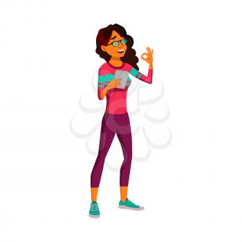 latino woman buying ticket to cinema on tablet cartoon vector. latino woman buying ticket to cinema on tablet character. isolated flat cartoon illustration