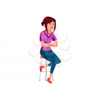tired woman waiting food order in restaurant cartoon vector. tired woman waiting food order in restaurant character. isolated flat cartoon illustration
