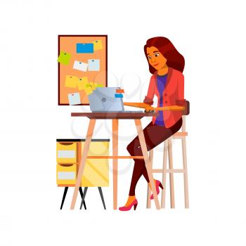 cute woman manager has many task at work cartoon vector. cute woman manager has many task at work character. isolated flat cartoon illustration
