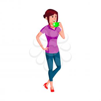 cheerful young woman drinking energy drink in kitchen cartoon vector. cheerful young woman drinking energy drink in kitchen character. isolated flat cartoon illustration