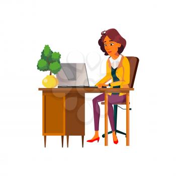 hispanic woman sales manager communicate with client on computer cartoon vector. hispanic woman sales manager communicate with client on computer character. isolated flat cartoon illustration
