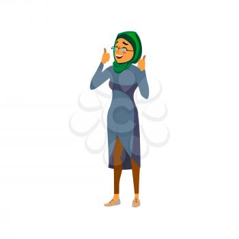arab woman putting thumb up for good work cartoon vector. arab woman putting thumb up for good work character. isolated flat cartoon illustration