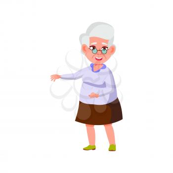 elderly woman speaking with friends in garden cartoon vector. elderly woman speaking with friends in garden character. isolated flat cartoon illustration