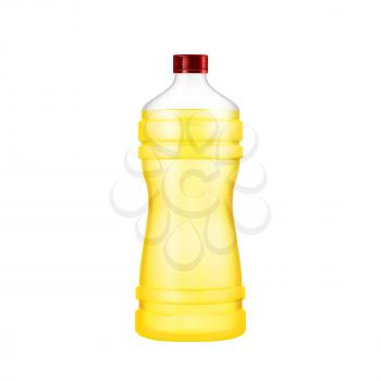 Sunflower Oil Natural Product Blank Bottle Vector. Delicious Fat Oil Ingredient For Salad Or Fry Nutrition. Organic Natural Liquid Plastic Container Layout Realistic 3d Illustration
