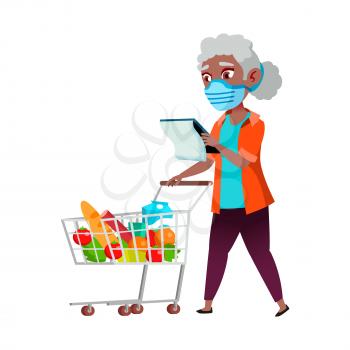 old woman wearing mask. grandmother health. pensioner safety. mature covid quarantine. vector character flat cartoon Illustration