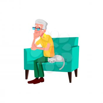 Thinking old man trouble. Senior person. vector character flat cartoon Illustration