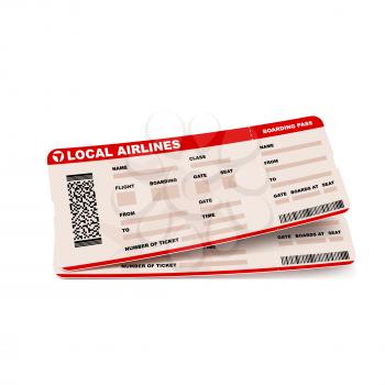 Ticket flight airport vector. Journey desig. Transport seat card. 3d realistic illustration