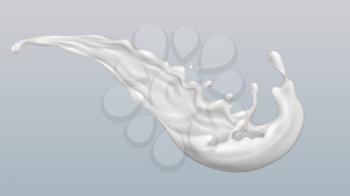 Splash milk liquid vector. Drop cream. Milky fresh splash. Nature protein. Purity symbol. 3d realistic illustration