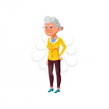 sadness mature age woman standing in hospital line cartoon vector. sadness mature age woman standing in hospital line character. isolated flat cartoon illustration