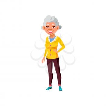 cheerful old lady discussing with friends in retirement home cartoon vector. cheerful old lady discussing with friends in retirement home character. isolated flat cartoon illustration