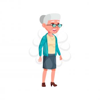 aged woman walking in mall cartoon vector. aged woman walking in mall character. isolated flat cartoon illustration
