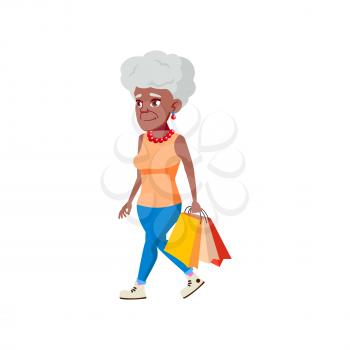 stylish old woman shopping in fashion store cartoon vector. stylish old woman shopping in fashion store character. isolated flat cartoon illustration