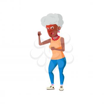 angry african grandmother shouting at grandchildren on playground cartoon vector. angry african grandmother shouting at grandchildren on playground character. isolated flat cartoon illustration