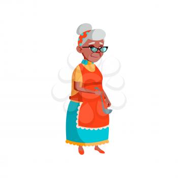 old lady cooking on kitchen cartoon vector. old lady cooking on kitchen character. isolated flat cartoon illustration