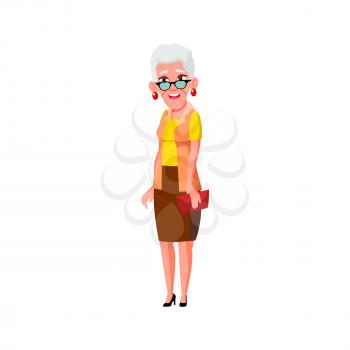 woman senior standing in airport line cartoon vector. woman senior standing in airport line character. isolated flat cartoon illustration