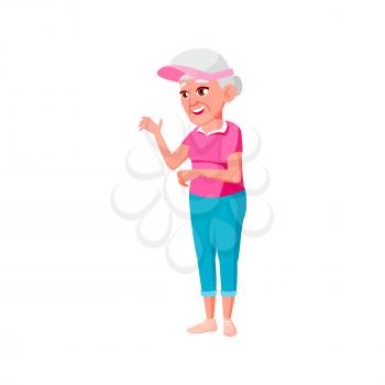 aged woman enjoying in golf club cartoon vector. aged woman enjoying in golf club character. isolated flat cartoon illustration