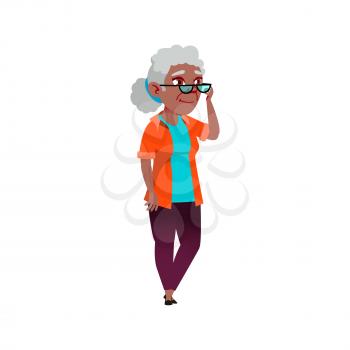 elder woman looking at children with smile cartoon vector. elder woman looking at children with smile character. isolated flat cartoon illustration
