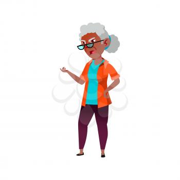 annoyed old african woman shouting at pharmacy seller cartoon vector. annoyed old african woman shouting at pharmacy seller character. isolated flat cartoon illustration