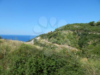 HIGHWAY, MONTENEGRO - AUGUST 28, 2014: Landmarks and landscape of the motorway Petrovac - Tivat