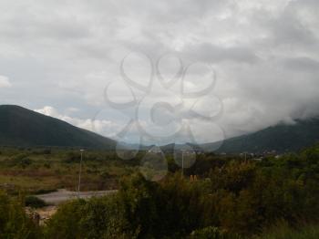 HIGHWAY, MONTENEGRO - AUGUST 28, 2014: Landmarks and landscape of the motorway Petrovac - Tivat