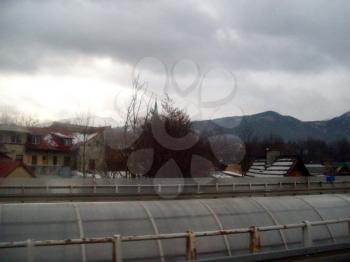 ROAD, POLAND - JANUARY 5, 2012: Architecture, landmarks and landscape of the motorway Zakopane