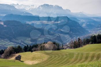 View towards the Dolomites from above Villanders