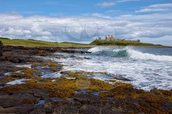 View of Dunstanburgh Castle at Craster Northumberland