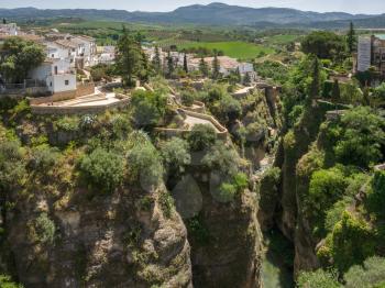 RONDA, ANDALUCIA/SPAIN - MAY 8 : View of the gorge at Ronda Andalucia Spain on May 8, 2014