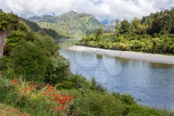 View of the Meandering Buller River in New Zealand