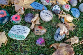 Special decorated stones to Commemorate the ending of the First World War