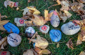 Special decorated stones to Commemorate the ending of the First World War