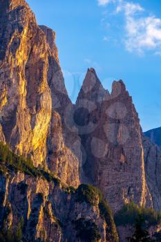 View of the Cier Peaks near Colfosco in Italy