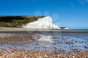 The white chalk cliffs of the Seven Sisters in Sussex