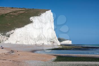 The white chalk cliffs of the Seven Sisters in Sussex