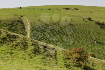 BRIGHTON, EAST SUSSEX/UK - SEPTEMBER 25 : People waking  over the rolling Sussex countryside near Brighton East Sussex on September 25, 2011. Unidentified people.