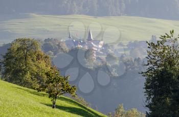 View of an unusual building near Sarnen Obwalden in Switzerland
