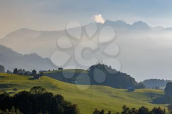 View of the countryside near Sarnen Obwalden in Switzerland