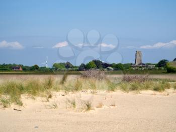 View towards St Andrew's Covehithe with Benacre Church in Covehithe