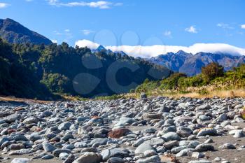 Okarito dried up river bed in New Zealand