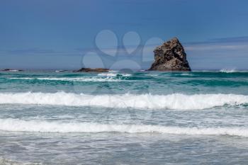 View offshore from Sandfly Bay in the South Island of New Zealand